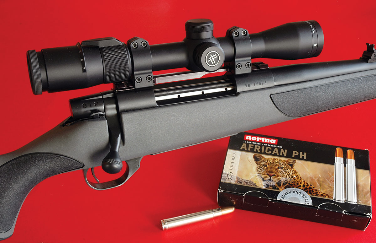 Once scarce, affordable rifles in 375 H&H abound. This Weatherby Vanguard shoots well.